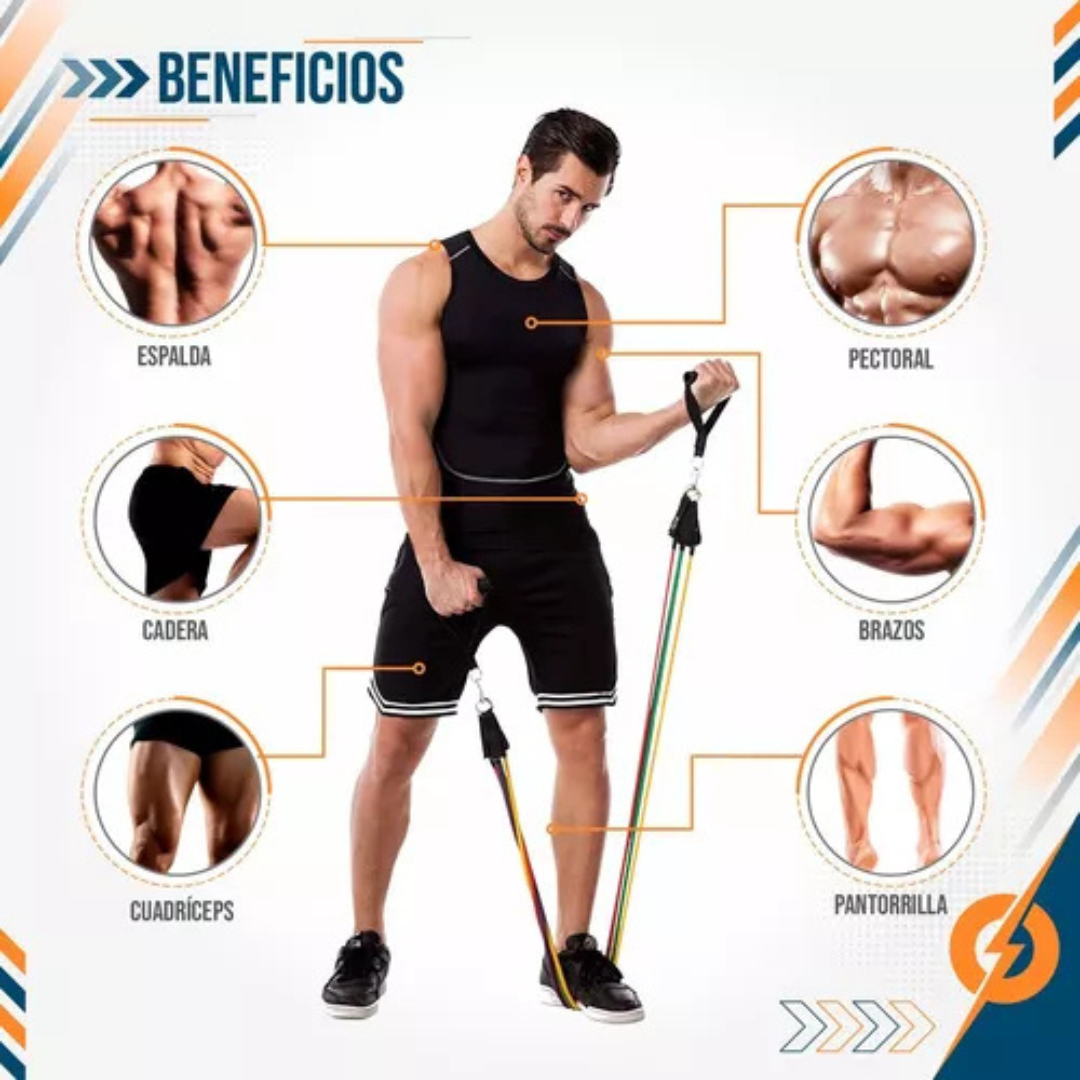 KIT BANDAS ELASTICAS DE RESISTENCIA GYM