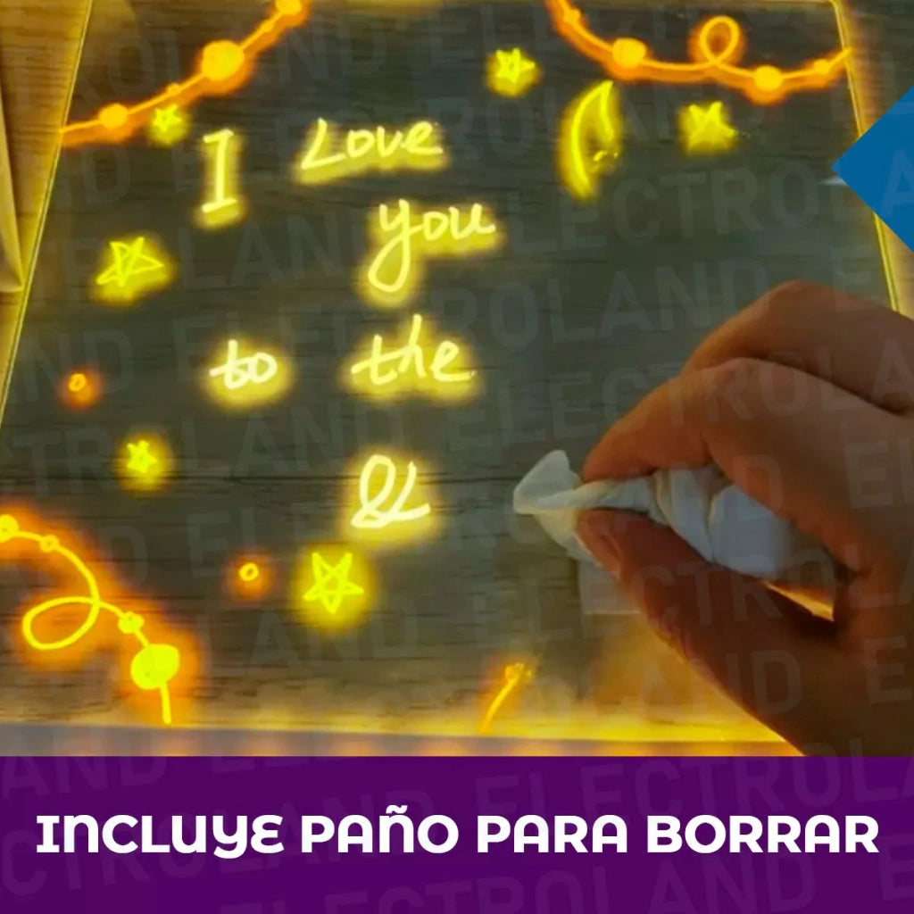 PIZARRA LAMPARA LED ACRILICA CON 7 COLORES DE REGALO