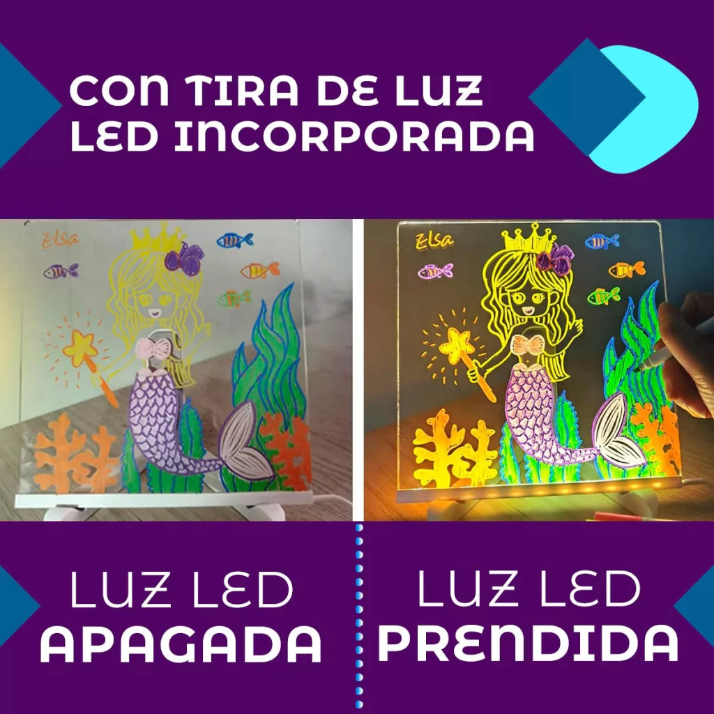 PIZARRA LAMPARA LED ACRILICA CON 7 COLORES DE REGALO