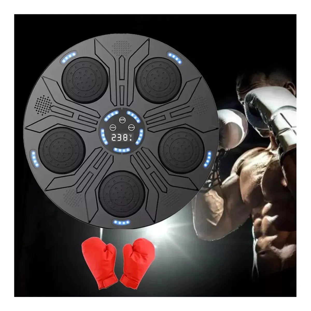 MAQUINA DE BOXEO MUSICAL CON GUANTES Y BLUETOOTH