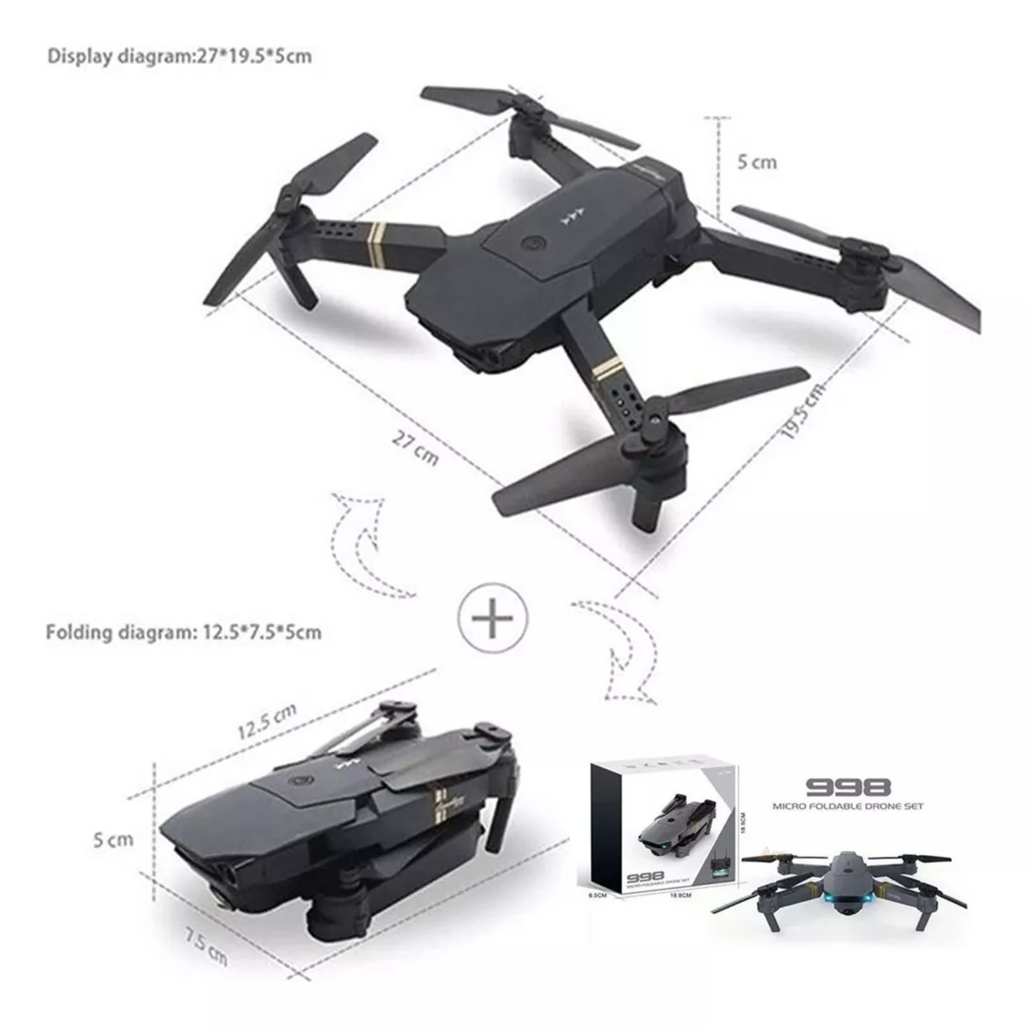 DRON PLEGABLE CON CAMARA WIFI HD FPV