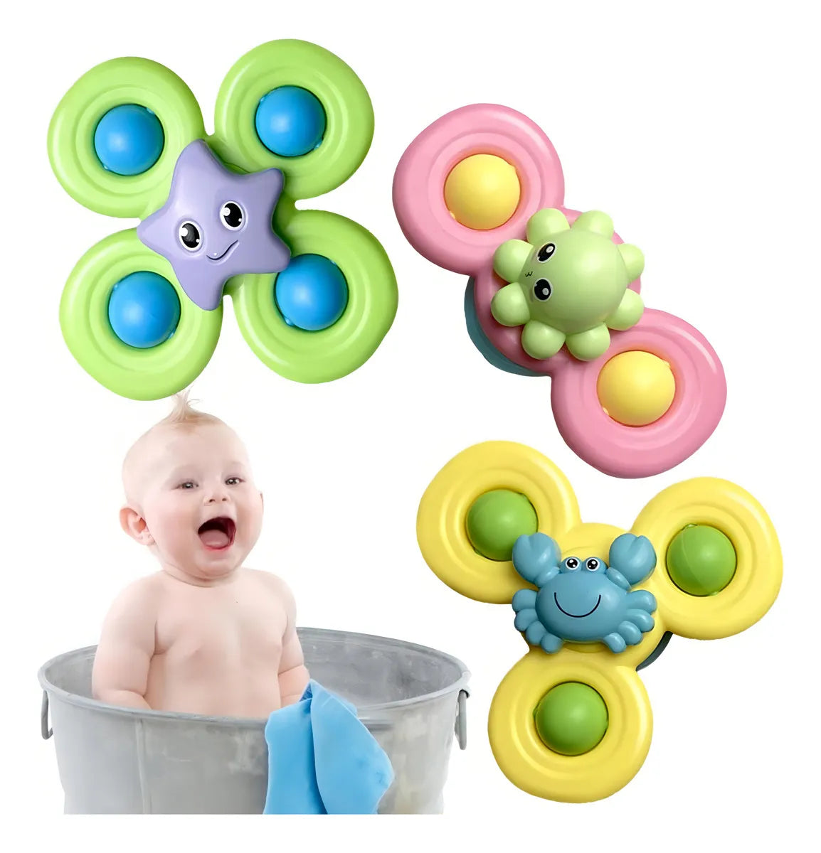 JUGUETE SPINNING CON VENTOSA PARA BEBES MONTESSORI
