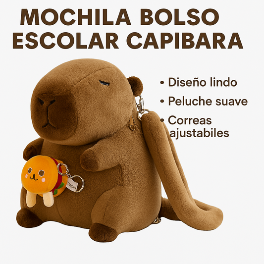 MOCHILA PELUCHE FELPA KAWAII CAPIBARA